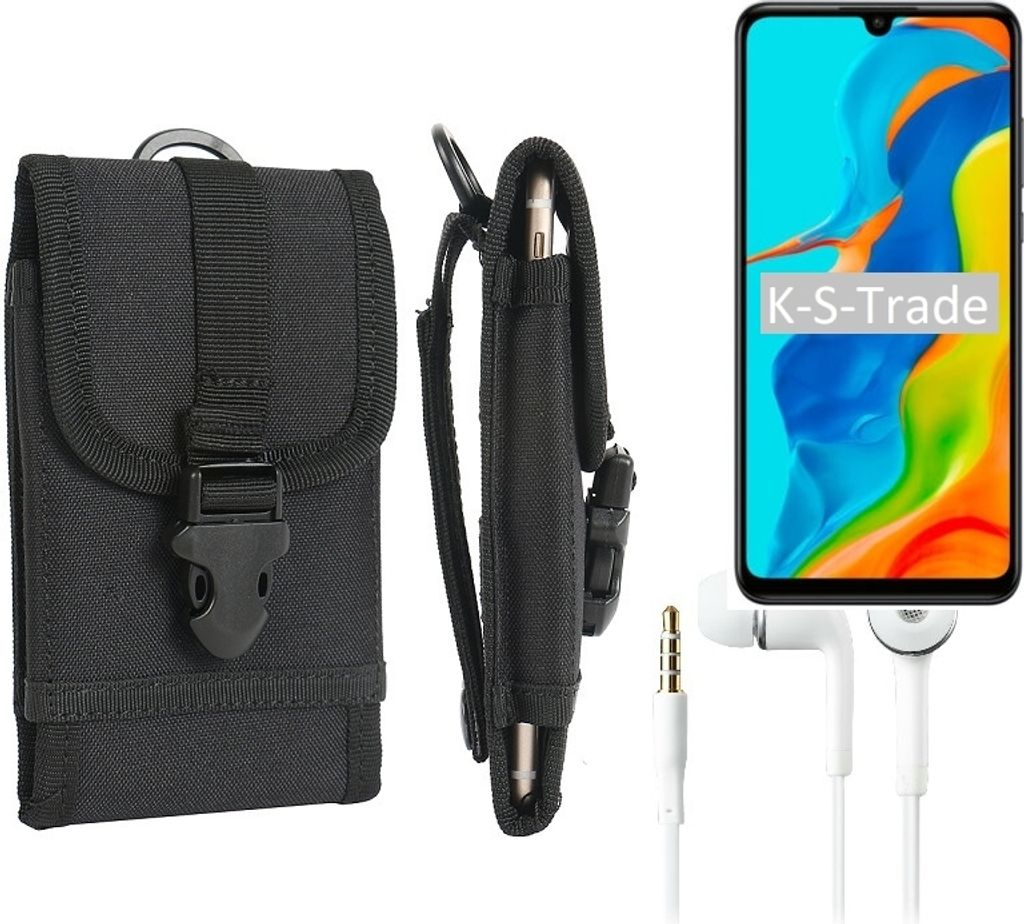 K-S-Trade Holster Schutz Hülle kompatibel mit Huawei P30 lite New Edition Gürteltasche Handy Hülle Tasche outdoor Seitentasche schwarz 1x +