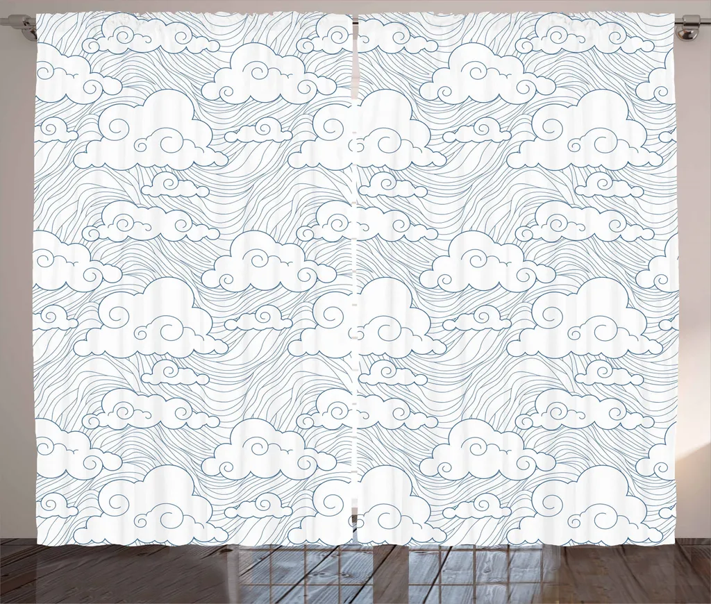 ABAKUHAUS Tenda Soggiorno Sketch Stripes Blu Bianco 280x245 cm Universale