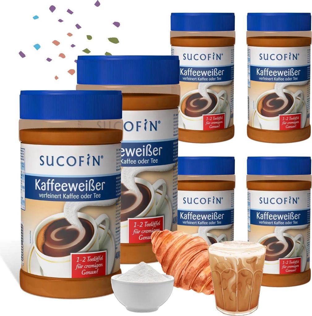 SUCOFIN Kaffeeweißer 6 x 400g Dose verfeinert Kaffee Tee für cremiges Genuss