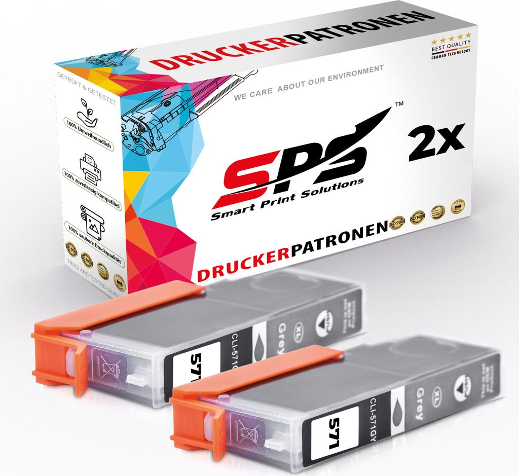 2x Kompatibel Canon 0335C004 CLI571GYXL Druckerpatronen Grau für Canon Pixma TS8050