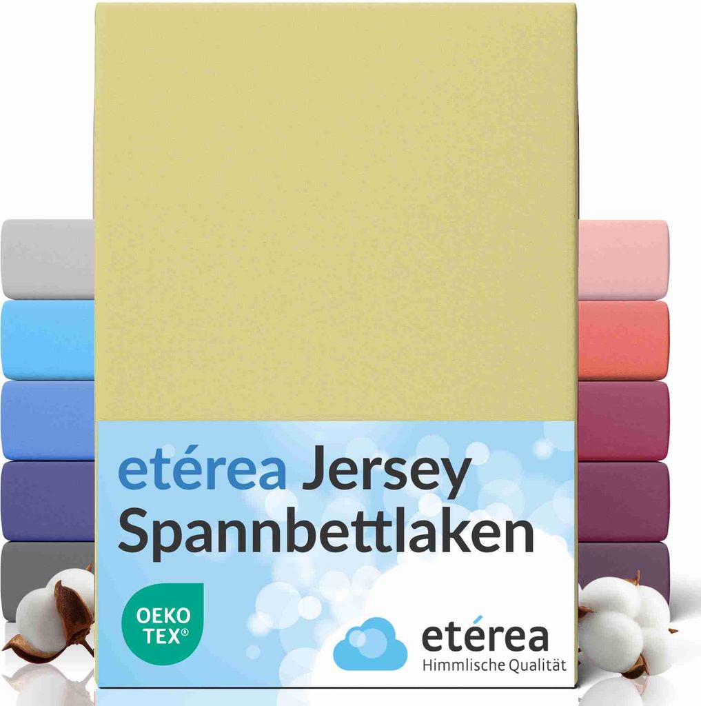 Jersey Spannbettlaken 180x200 - 200x200 cm, 100% Baumwolle Bettlaken, Lind