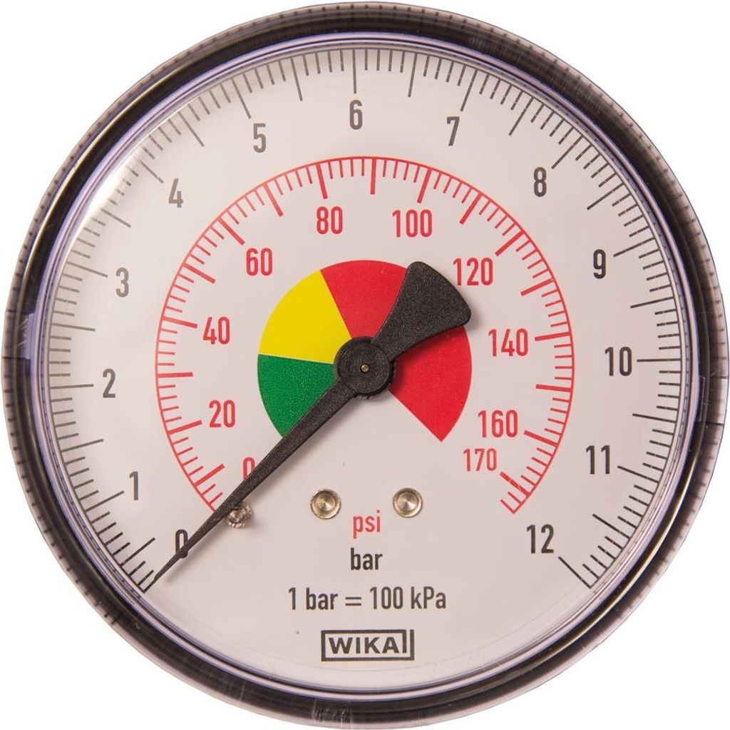 ELMAG Druckmanometer 0-12 bar, Ø 80 mm, Ø 1/4 Außengewinde hinten