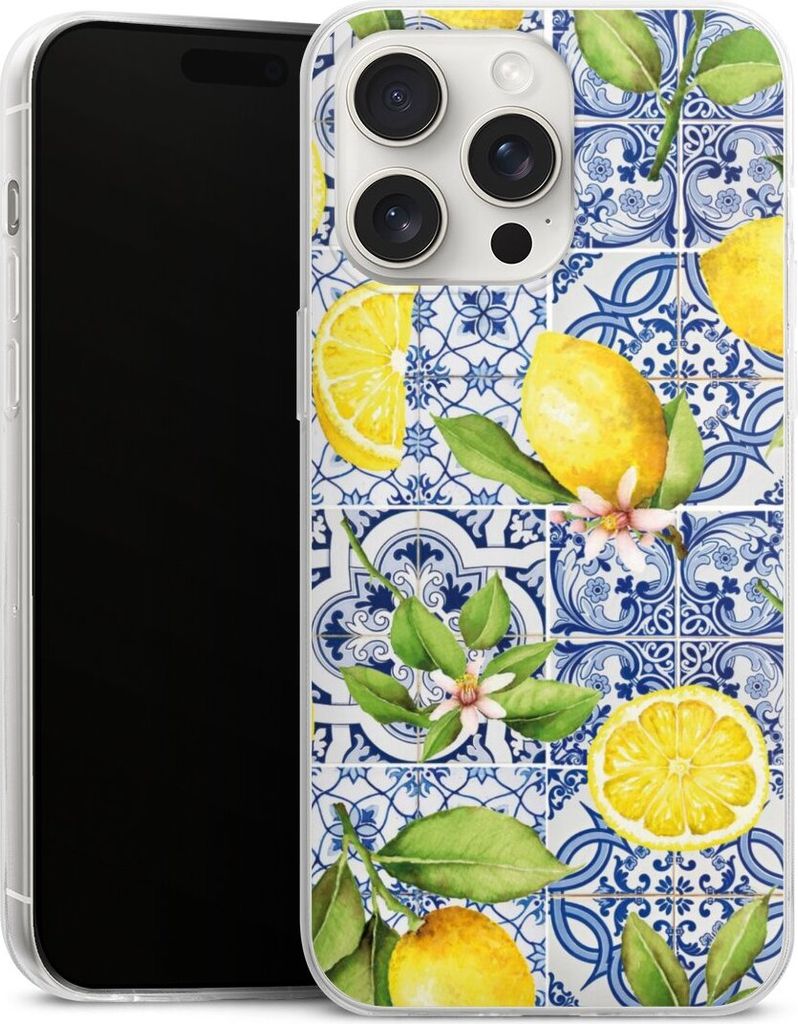 DeinDesign Slim Hülle für Apple iPhone 15 Pro Max Silikon Case Ultra Dünn Handyhülle Griechenland Muster Zitrone