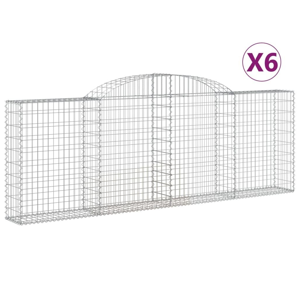 Gabionen mit Hochbogen 6 Stk. 300x30x100/120cm Verzinktes Eisen