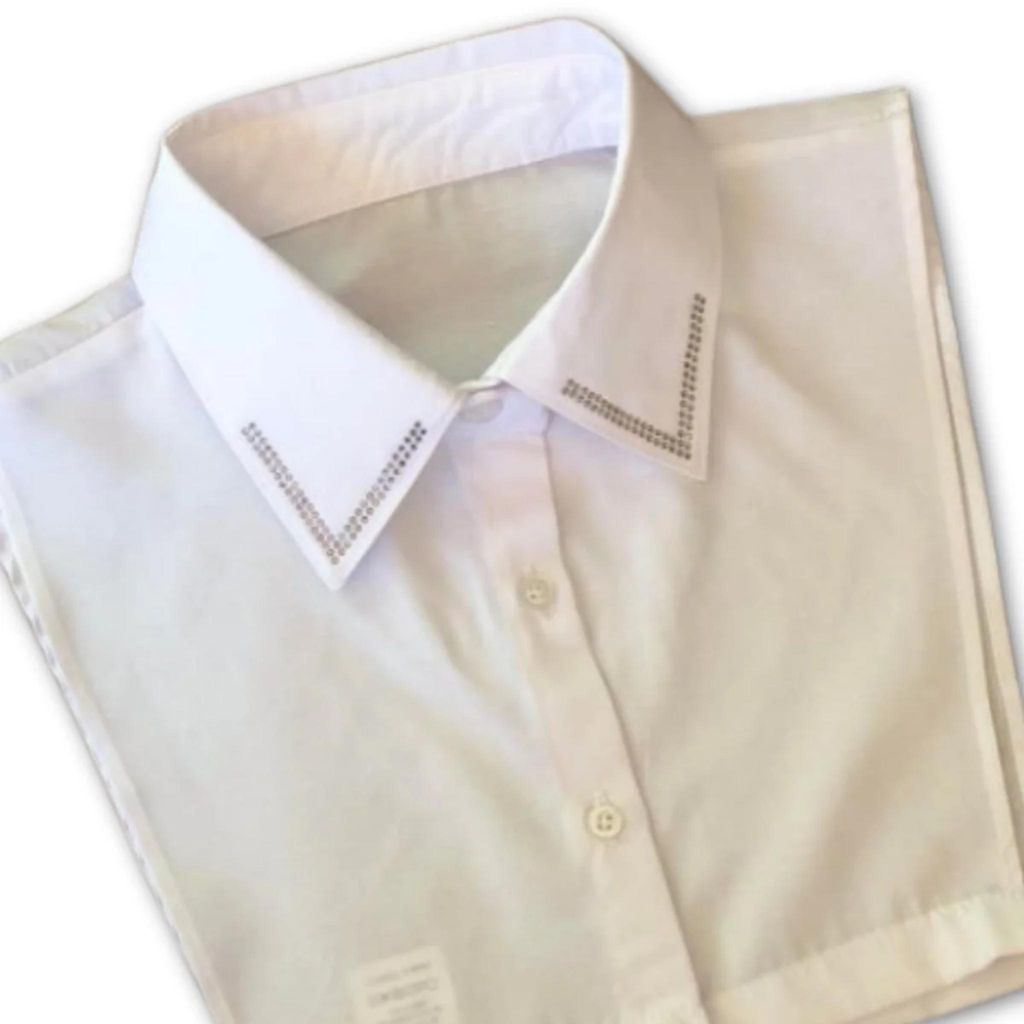 Mirach Textile Damen Blusenkragen Weiß mit Ziersteinen, L/XL
