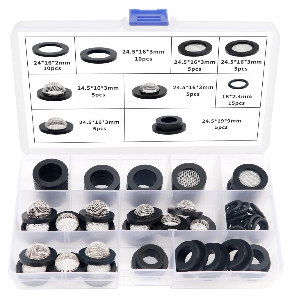 Set mit 65 Siebdichtungsringen, Gummiringen mit Siebeinsatz, Dichtungsring mit Siebeinsatz, für 3/4-Zoll-Duschköpfe, Wasserhähne, Schläuche und...