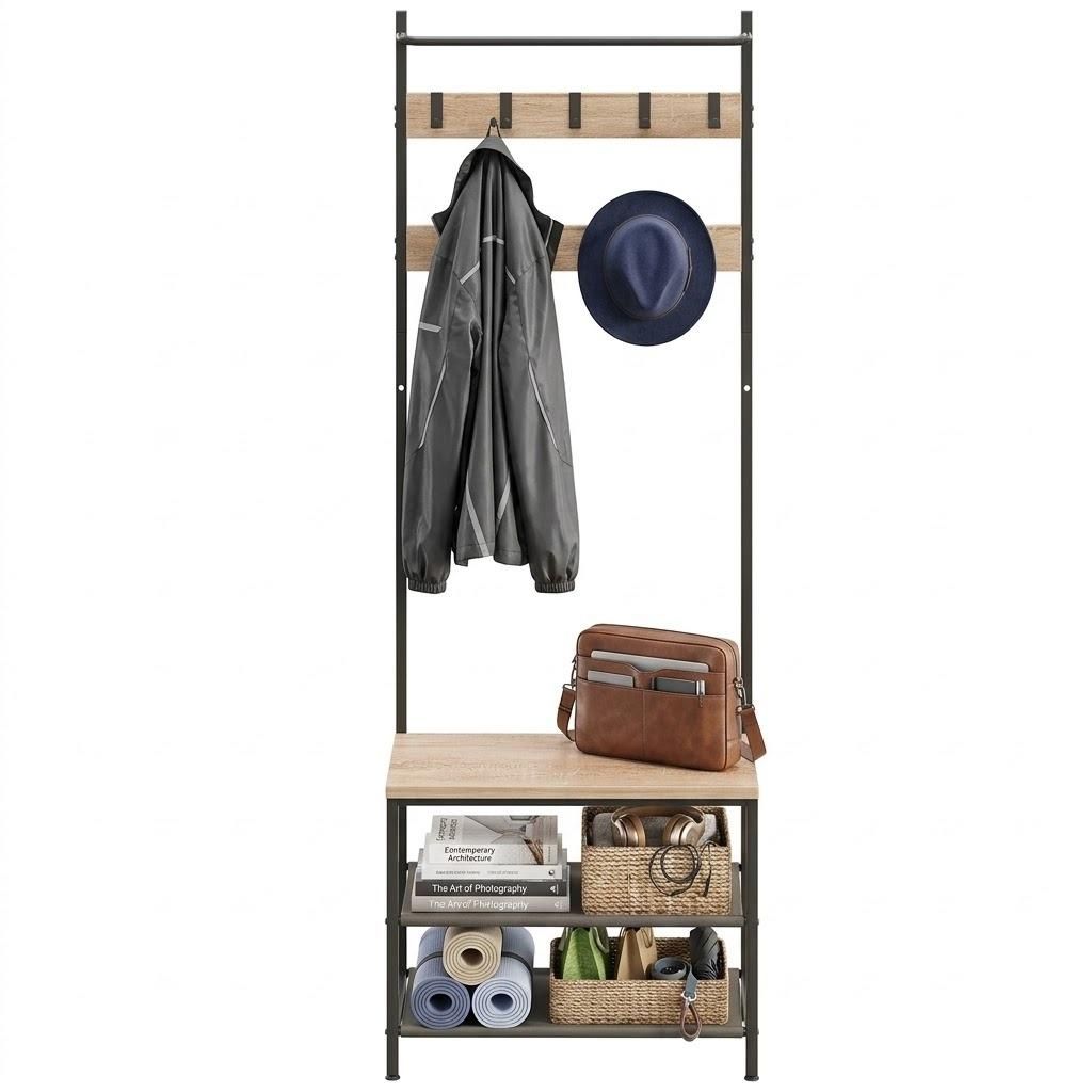 Porte-vêtements pour vêtements et chaussures, marron clair, Image du produit 