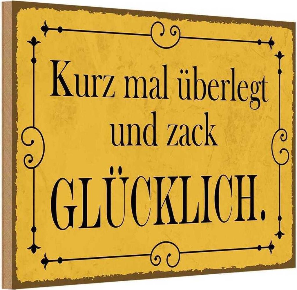 vianmo Holzschild 20x30 cm kurz überlegt und zack glücklich Spruch Zitat
