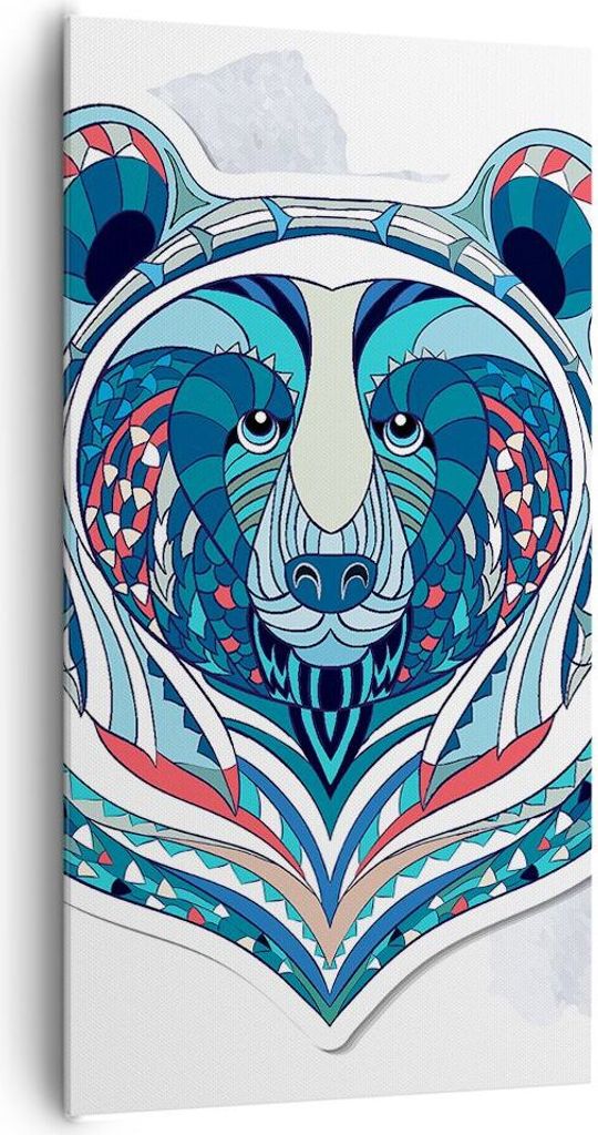 Bild auf Leinwand - Leinwandbild - Bär Illustration Traum blumig - 65x120cm - Wand Bild - Wanddeko - Leinwanddruck - Bilder - Kunstdruck - Wanddek...