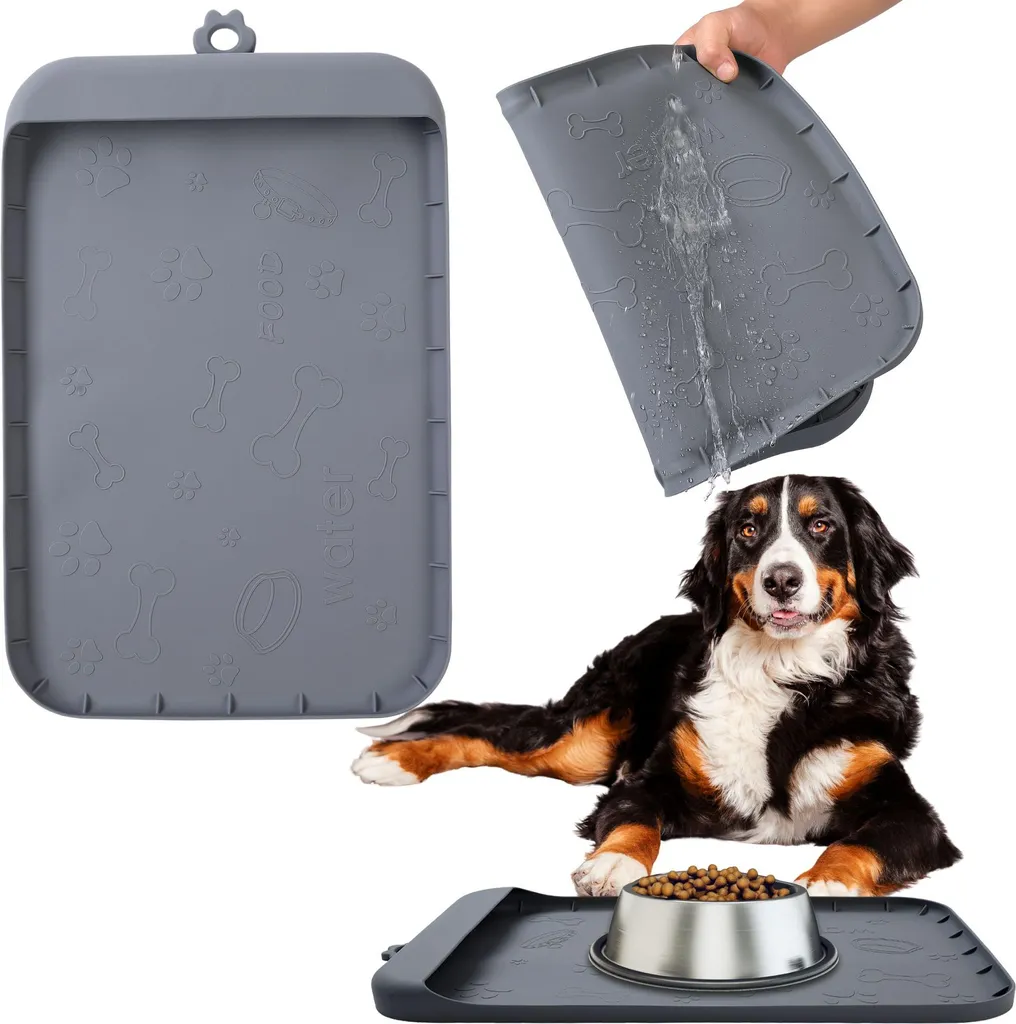 Tapis gamelle silicone antidérapant 45x31cm avec rebords anti-débordement
