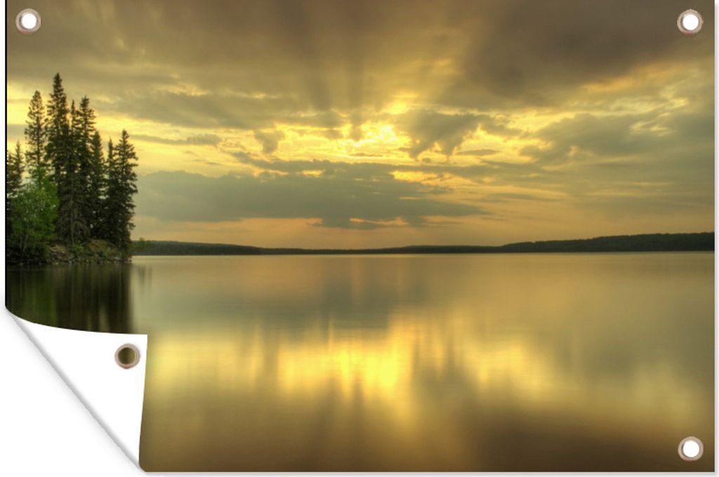 MuchoWow 60x40 cm Outdoor-Poster Gartendeko Sichtschutz Garten Poster für den Garten Farbenfroher Sonnenaufgang im Prince Albert Canada Nationa...