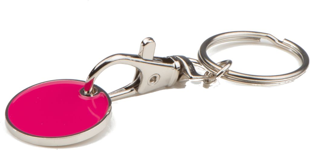 10x Metall Schlüsselanhänger mit Einkaufschip / Farbe: pink