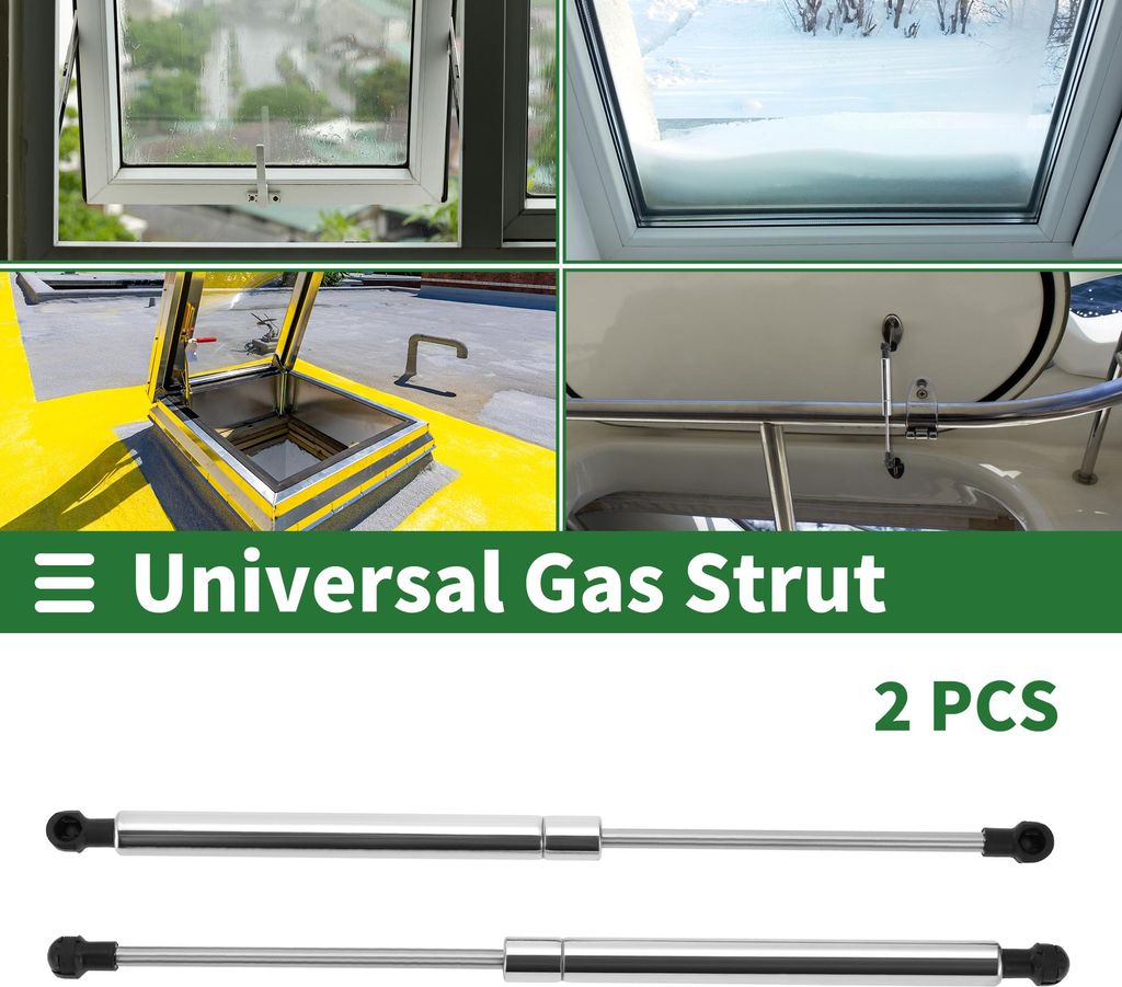 Universelle Edelstahl-Liftunterstützungsstreben mit Kunststoff-Endbefestigung Gasfeder für Boot Marine Abdeckung Aufbewahrungsklappe 15 Zoll / 38...