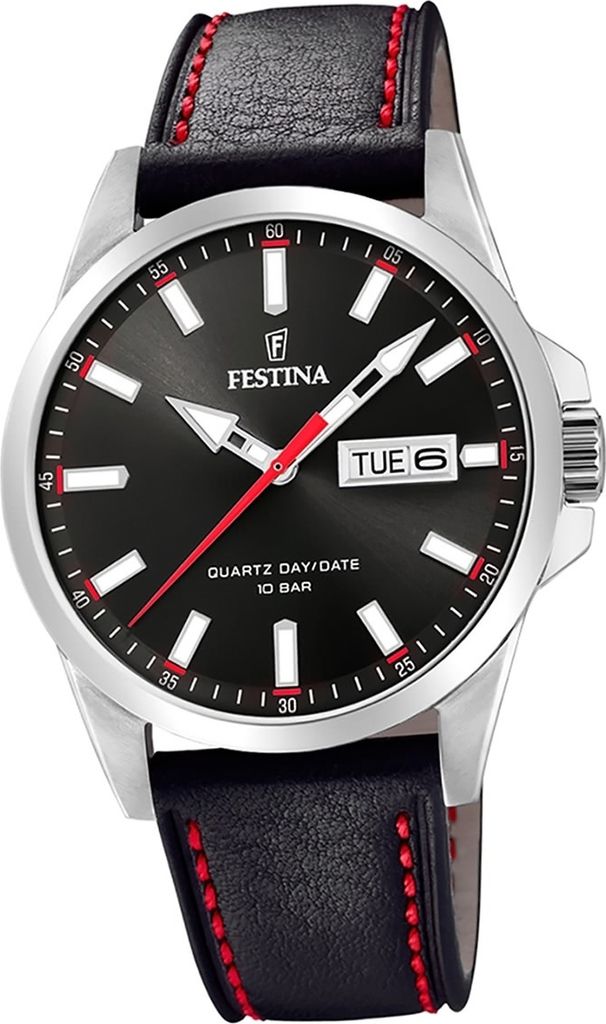 Festina Leder Herren Uhr F20358/4 Armbanduhr dunkelbraun Klassik D2UF20358/4