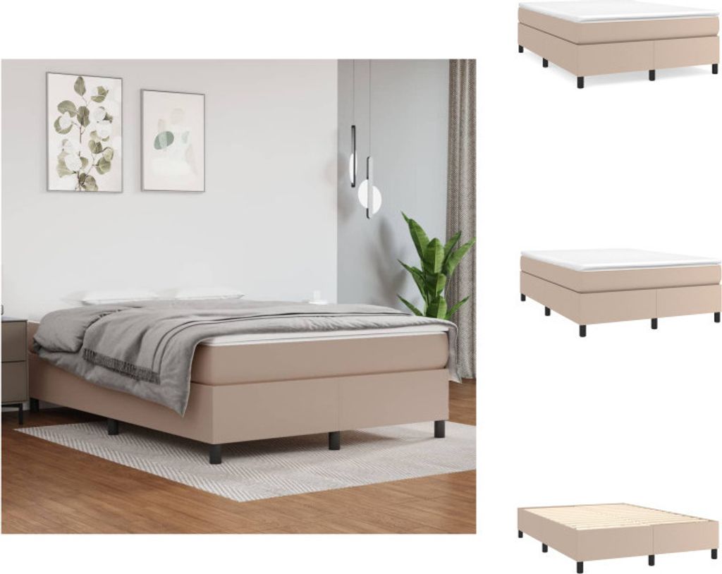vidaXL Boxspringbett Cappuccino-Braun 140x200 cm Kunstleder - Betten & Bettgestelle