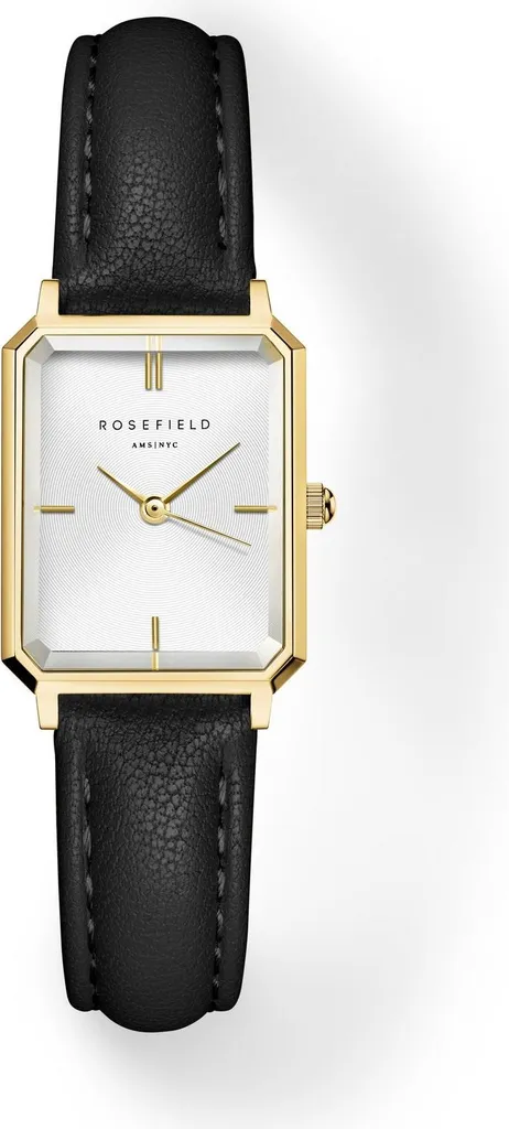 Montre Élégante pour Femme Rosefield Octagon XS Cuir Noir Chic et Or