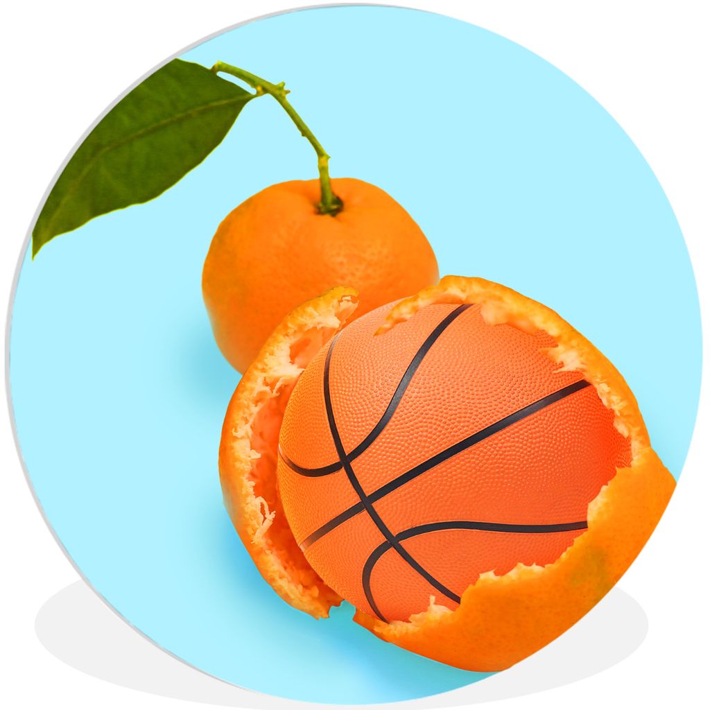 MuchoWow Rundes Wandbild - Runde Bilder Basketball - Orange - Obst - Orange - Blatt Ø 30 cm Kreis Wanddekoration Kunststoff - Wandkreis - Wandsc...