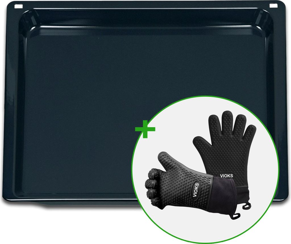 Backblech mit 2 Silikon Ofenhandschuhe passend wie Siemens HZ631070 455x375mm