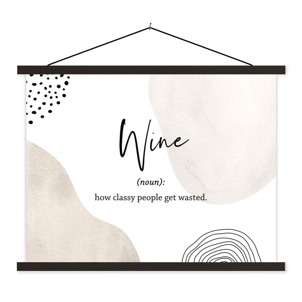 MuchoWow Textilposter Sprichwörter - Wein - Wörterbuch - Zitate - Definition von Wein 40x30 cm mit schwarzem Rahmen - Dekorationen