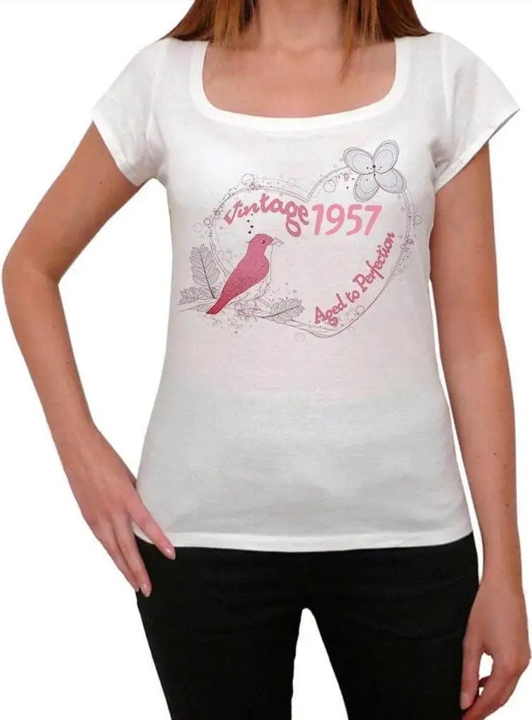 Damen Grafik T-Shirt Perfekt gealterte Herdvogelblume 1957 – Hearth Bird Flower Aged to Perfection 1957 – Geschenk 67. Geburtstag Jahrestag 67 ...