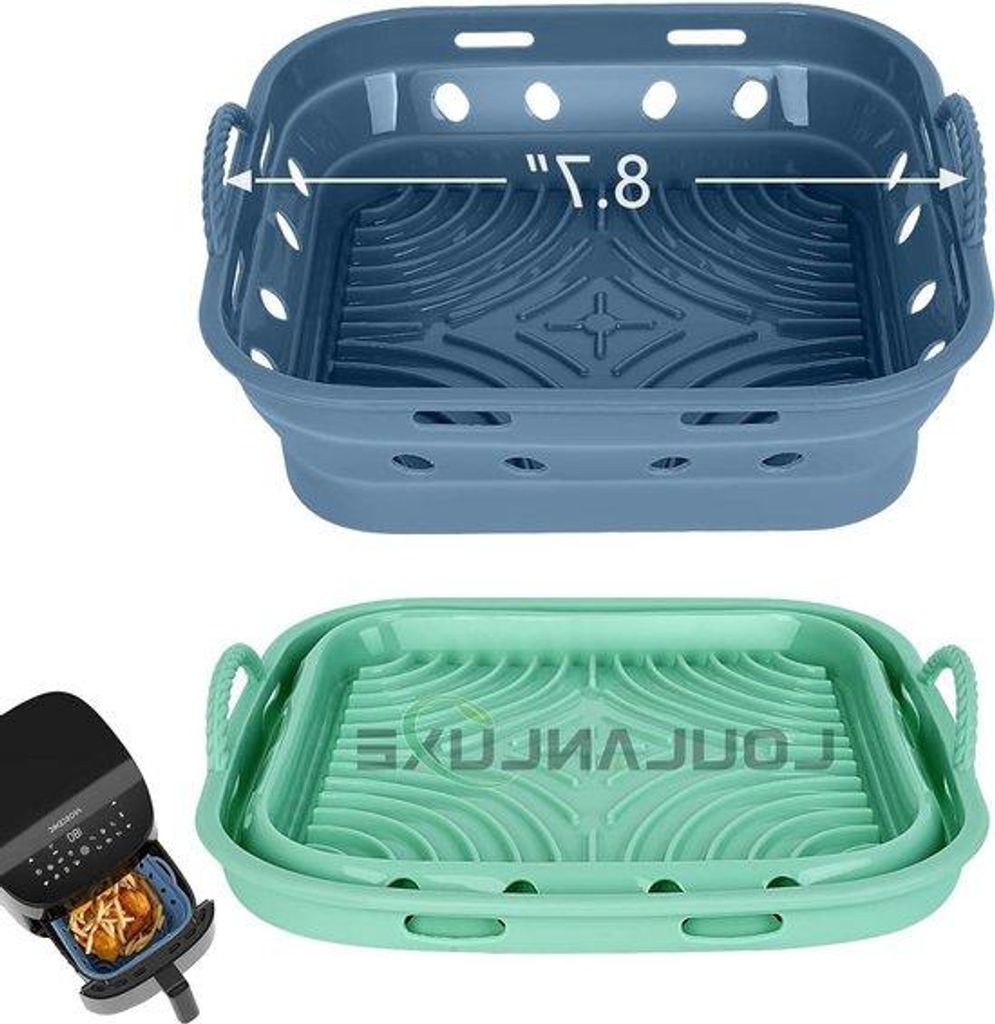 Silikonmolden für Luftfritteuse - Rechteckig 22 cm - Faltenfreundlich - Ersatzteile für Luftfritteuse Formen - 58-8 L - Hitzebeständige - Luftdu...