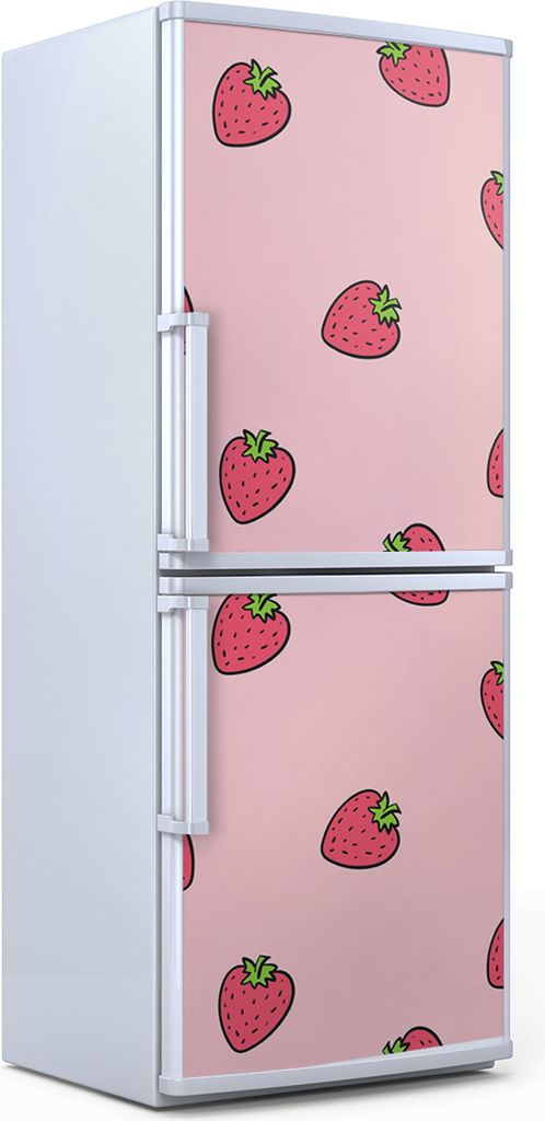 Kühlschrankdekoration 60x180 cm Aufkleber auf dem Kühlschrank - Erdbeere