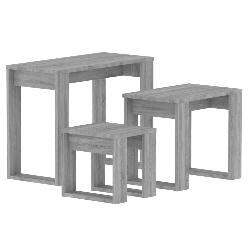 Set Tavoli 3 Pezzi Grigio Sonoma - Arredo Salotto Moderno a Incastro
