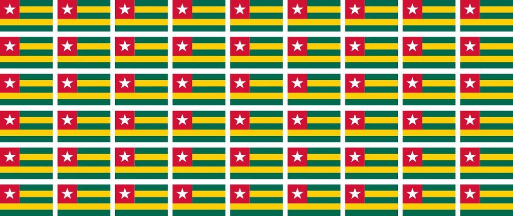 Mini Aufkleber Set - Pack glatt - 20x12mm - selbstklebender Sticker - Togo - Flagge / Banner / Standarte fürs Auto, Büro, zu Hause und die Schule...