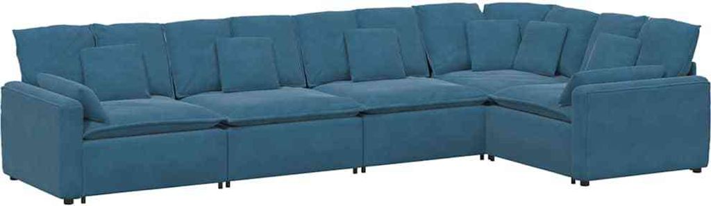 SYFAX Modulares Sofa mit Kissen Samt Blau
