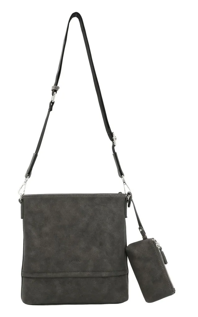 PICARD Valley Sac à épaule bandoulière en cuir noir anthracite zippé