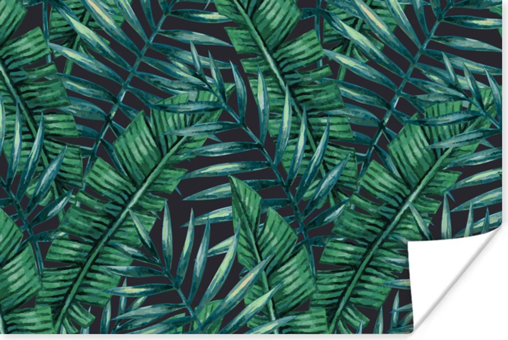 MuchoWow Poster Blätter - Tropisch - Dschungel - Natur 90x60 cm - Schlafzimmer