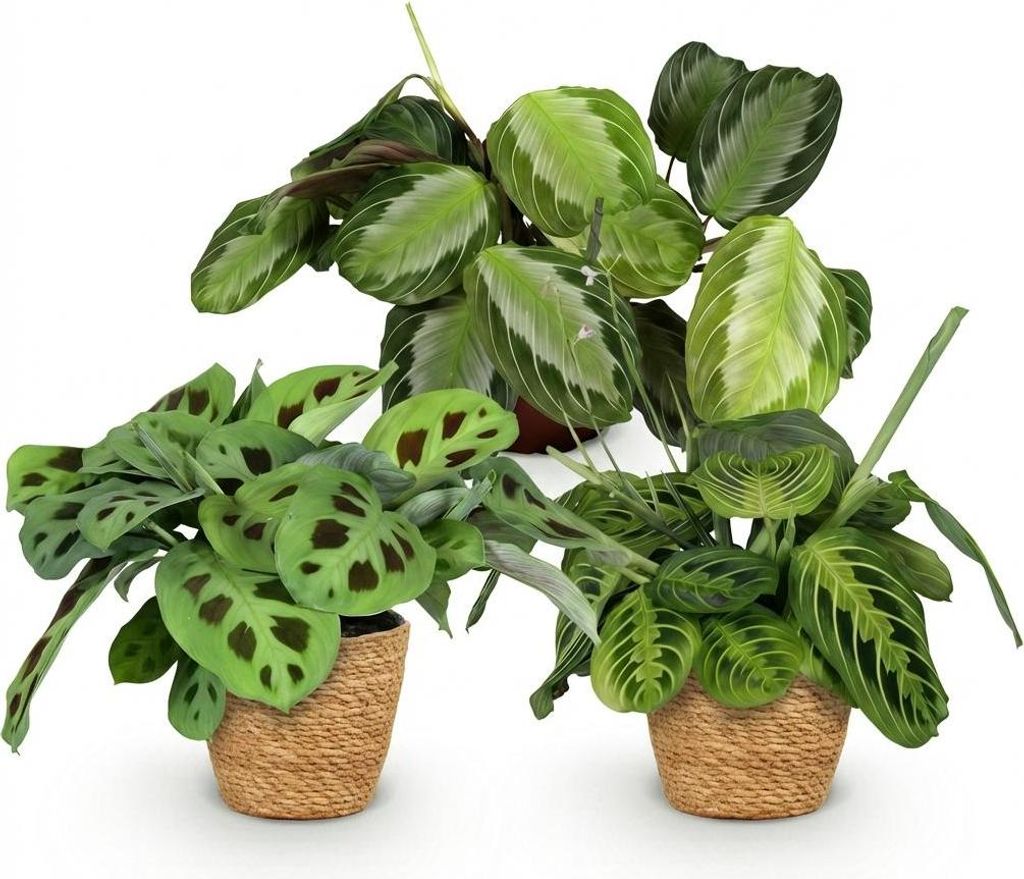 Maranta Mix Ø12cm 25cm 3 Pflanzen Gebetspflanze Zimmerpflanze mit Korb