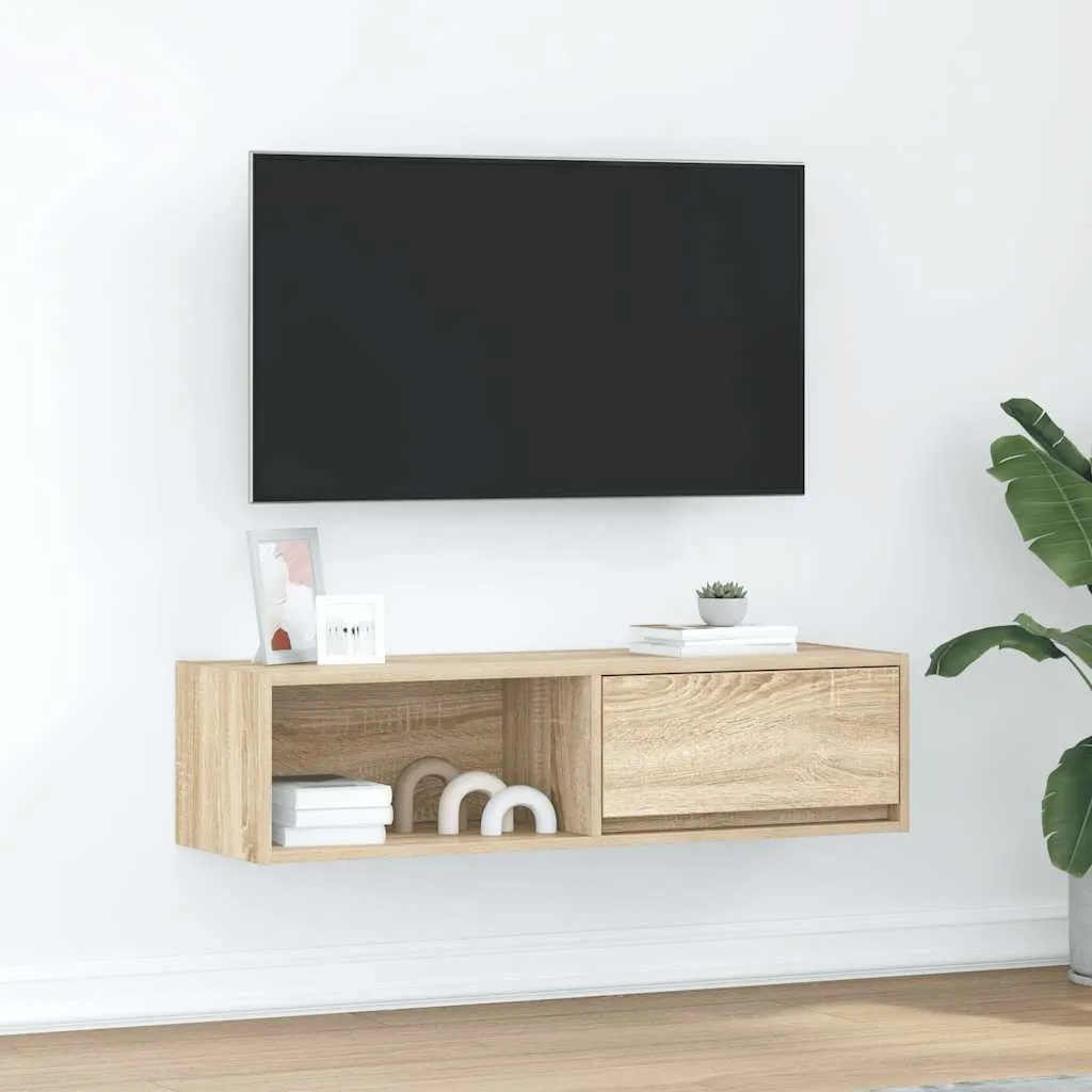 Mobile TV Rovere Sonoma 100x31x25,5 cm - Mobile Sospeso Moderno CLORIS