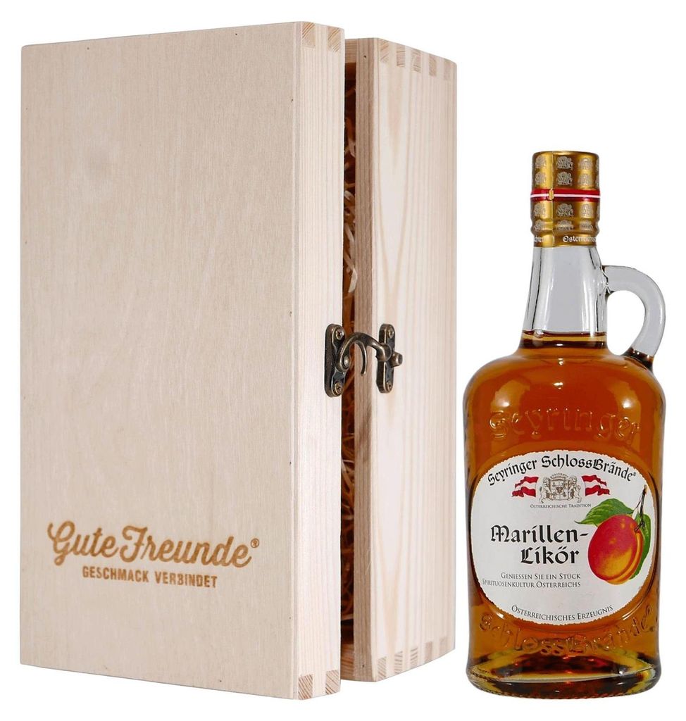 Seyringer Schlossbrände Marillenliklör mit Geschenk-HK