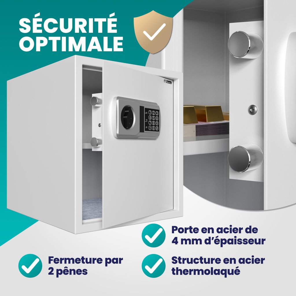 Coffre-fort ignifuge en acier renforcé double clé – Haute sécurité- Gris