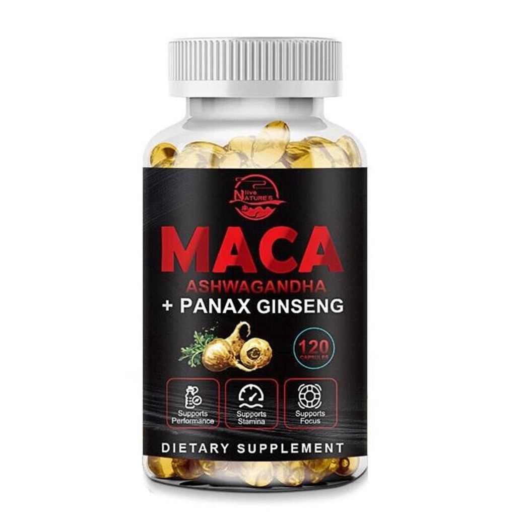 Maca Root 10000mg, Ashwagandha, Panax Ginseng (120 Kapseln) Nahrungsergänzungsmittel, Energie, Ausdauer, Sexuelle Gesundheit, Kraft, Stärke, Libido