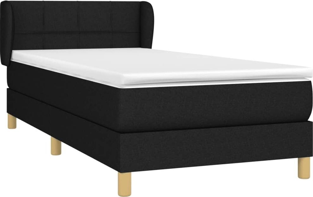 Boxspringbett mit Matratze Schwarz 90x200 cm Stoff