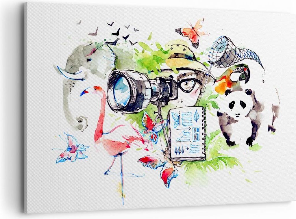 Bild auf Leinwand - Leinwandbild - Flamingo wild Tierwelt Fotograf - 100x70cm - Wand Bild - Wanddeko - Leinwanddruck - Bilder - Kunstdruck - Leinwa...
