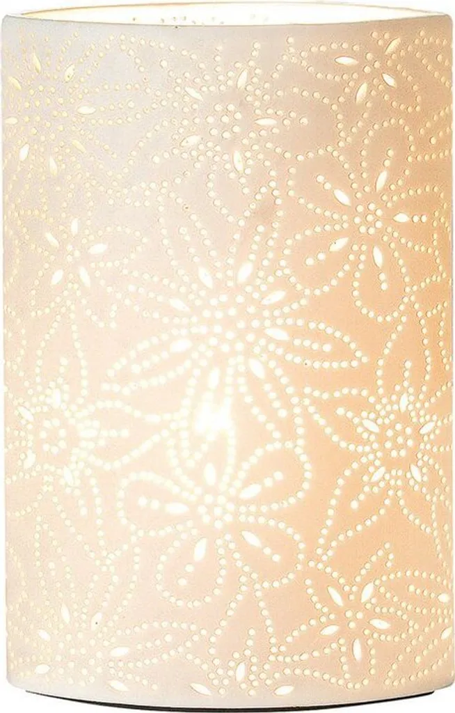 Luminaire à poser en porcelaine blanche motif floral Gilde 28 cm