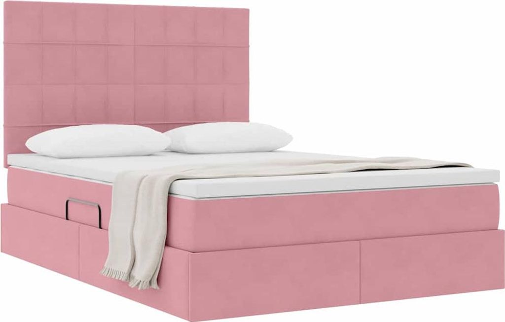 Langlebige Aufbewahrungsbett mit Matratze Rosa 140 x 200cm Samt - Möbel259037 - Klassische BettenJugendbett Tagesbett