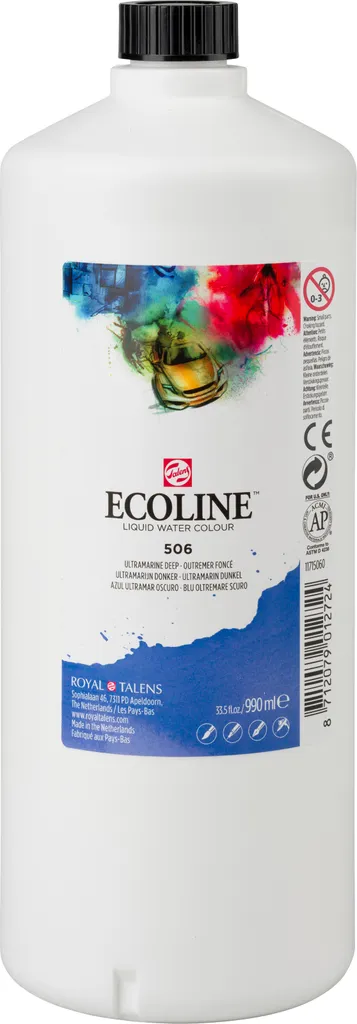Ecoline Peinture liquide 990 ml Outremer 506 : Format Eco Grand Volume