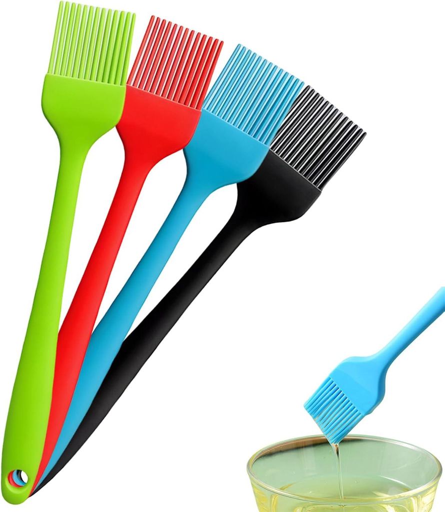 Silikonpinsel – für Öl, Soßen, Kuchen – Küche – schwarz/rot/grün/blau