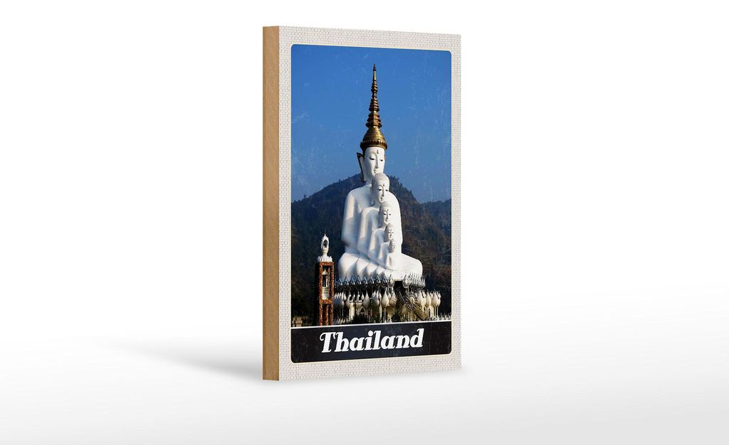 Holzschild Reise 12x18 cm Thailand Natur Wald Tempel Gott