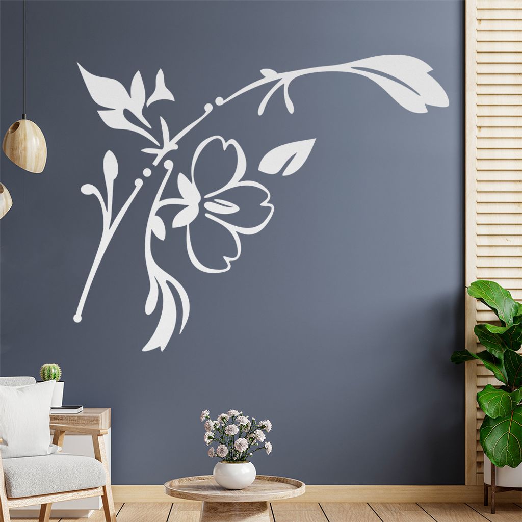Blume - Ranken Wandtattoo in 6 Größen - Wandaufkleber Wall Sticker - Dekoration, Küche, Wohnzimmer, Schlafzimmer, Badezimmer