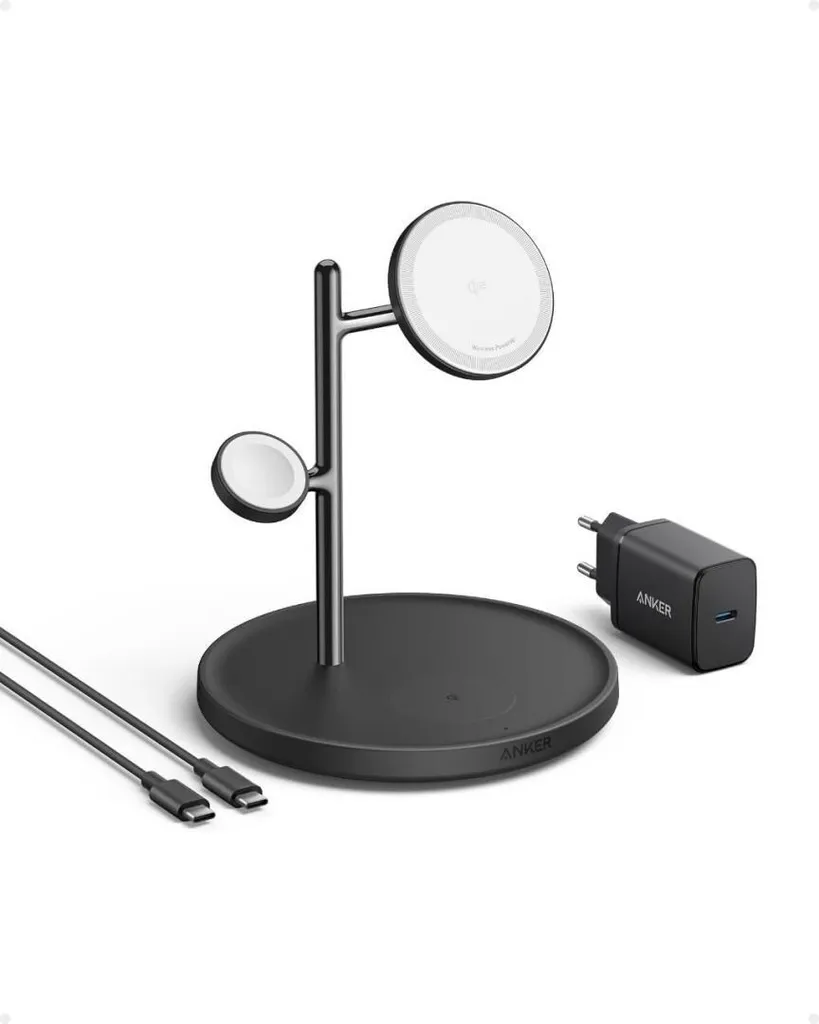 ANKER MagGo Chargeur Magnétique Sans Fil 15W Station de Recharge 3-en-1