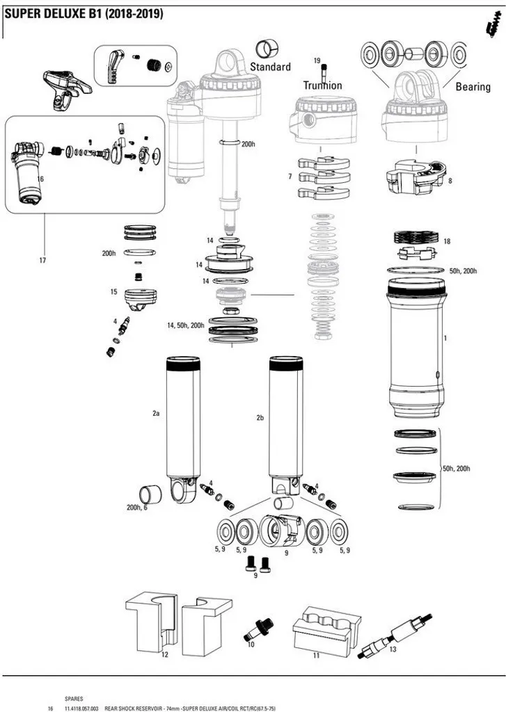 Insert Réservoir Rockshox Super Deluxe 74mm pour Entretien Amortisseur