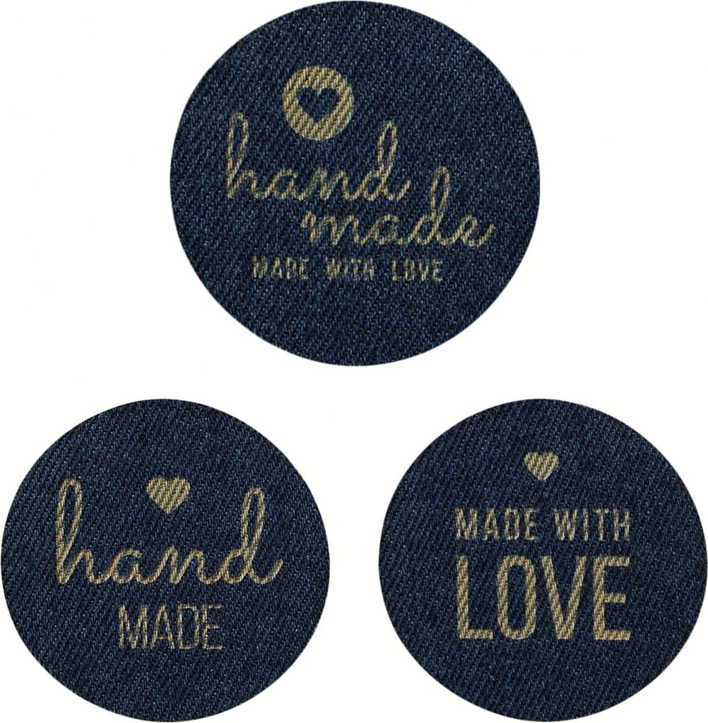 Mono Quick 0418x Handmade Jeans, Bügelbild, Patch, Made with Love Rund Label : 04186 - Made with Love Motiv: 04186 - Made with Love