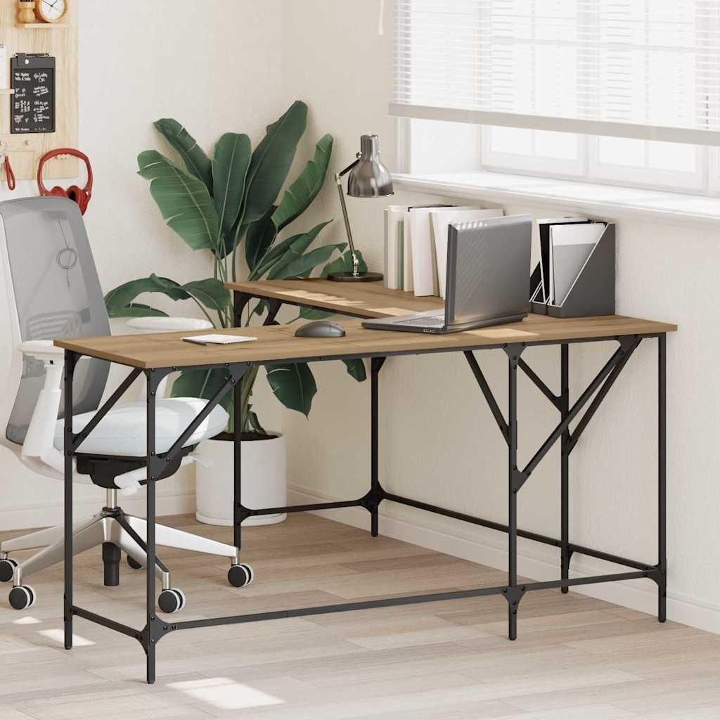 Maison Exclusive - Schreibtisch Artisan-Eiche 149 x 149 x 75 cm Holzwerkstoff