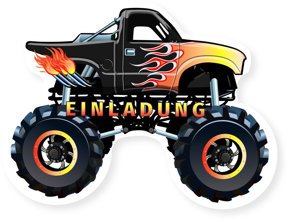 Friendly Fox Monstertruck Einladung, 12 Einladungskarten Produktbild 