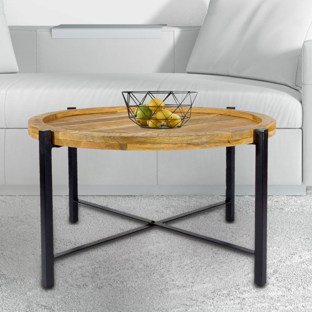 soma Couchtisch ø75cm Beistelltisch Wohnzimmer Tisch rund Sioux Metall Gestell tabacco - schwarz